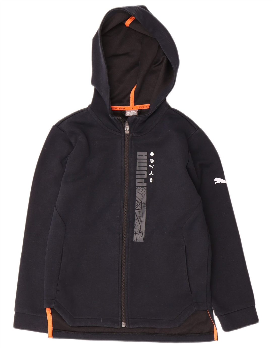Suéter Puma Boys Graphic Zip com capuz 9-10 anos azul marinho poliéster