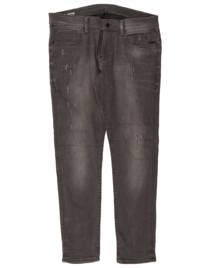 G-Star Jeans masculino super slim desgastado W36 L32 algodão cinza