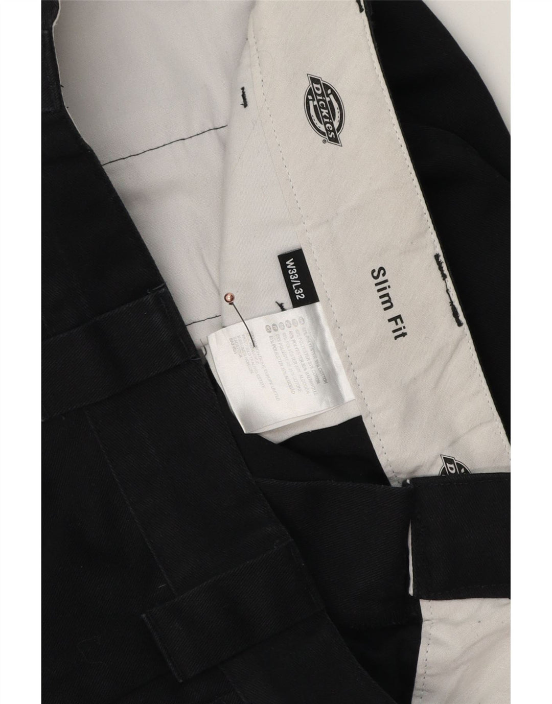 Calças Dickies Mens Slim Fit Chino W33 L32 Poliéster Preto