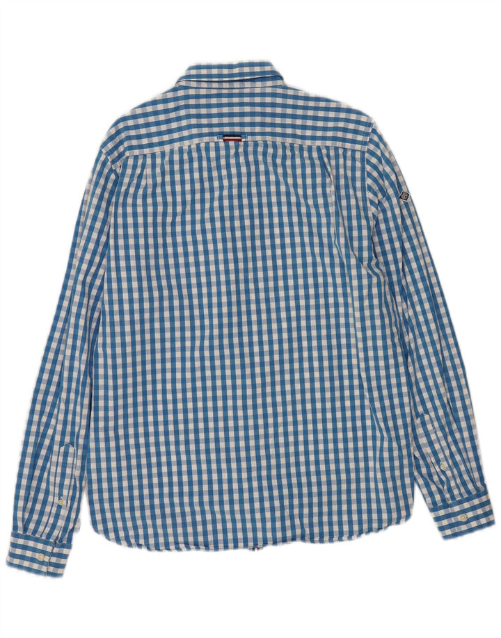 Camisa masculina Superdry XL azul algodão guingão