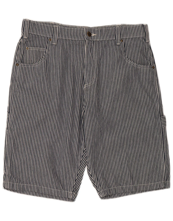Shorts cargo masculino Dickies W34 grande algodão listrado azul marinho