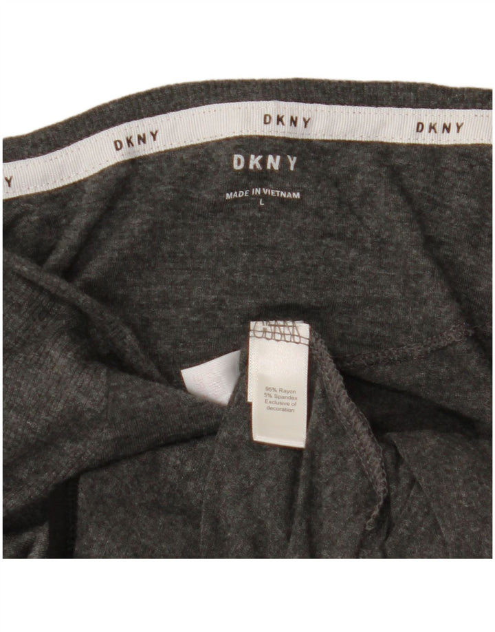 DKNY blusa feminina ombro a ombro manga comprida Reino Unido 16 grande rayon cinza