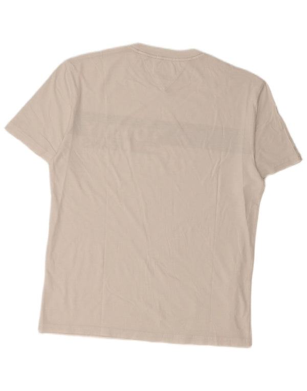 TOMMY HILFIGER Camiseta masculina gráfica Top pequeno bloco colorido branco