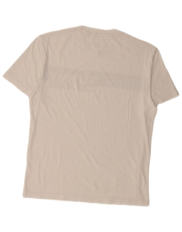 TOMMY HILFIGER Camiseta masculina gráfica Top pequeno bloco colorido branco