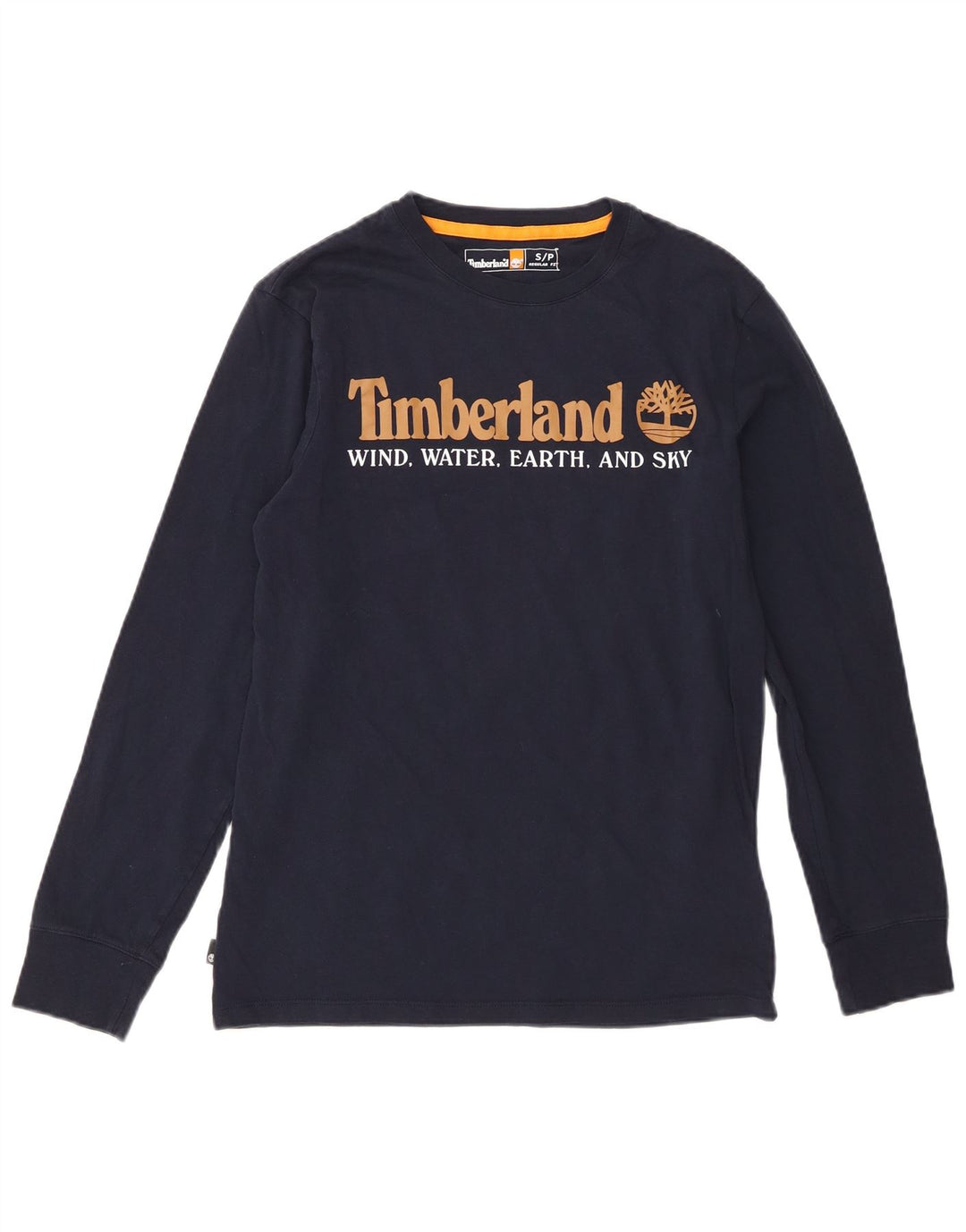 Timberland Mens Regular Fit Graphic Top manga comprida pequeno algodão azul marinho