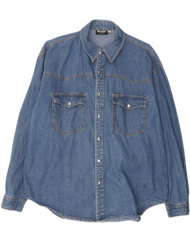 PIONEER Mens Denim Shirt 2XL Blue Cotton Vintage Pioneer and Second-Hand Pioneer from Messina Hembry 