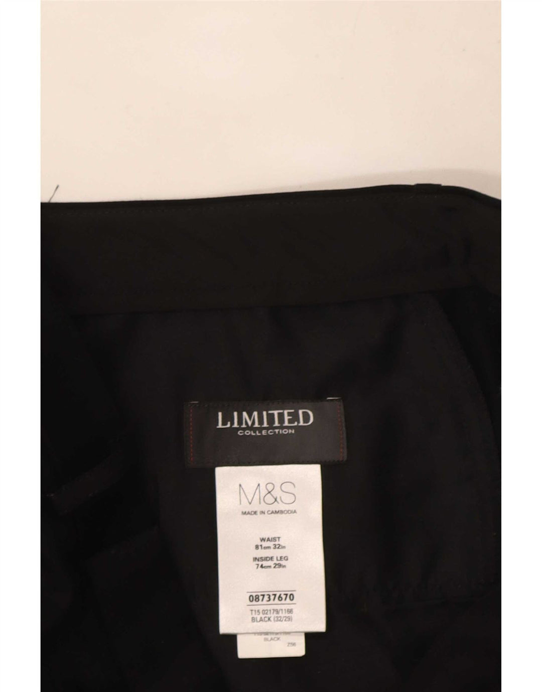 Calça masculina de terno reto Marks & Spencer W32 L29 preta