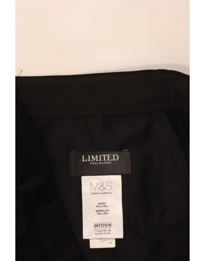 Calça masculina de terno reto Marks & Spencer W32 L29 preta