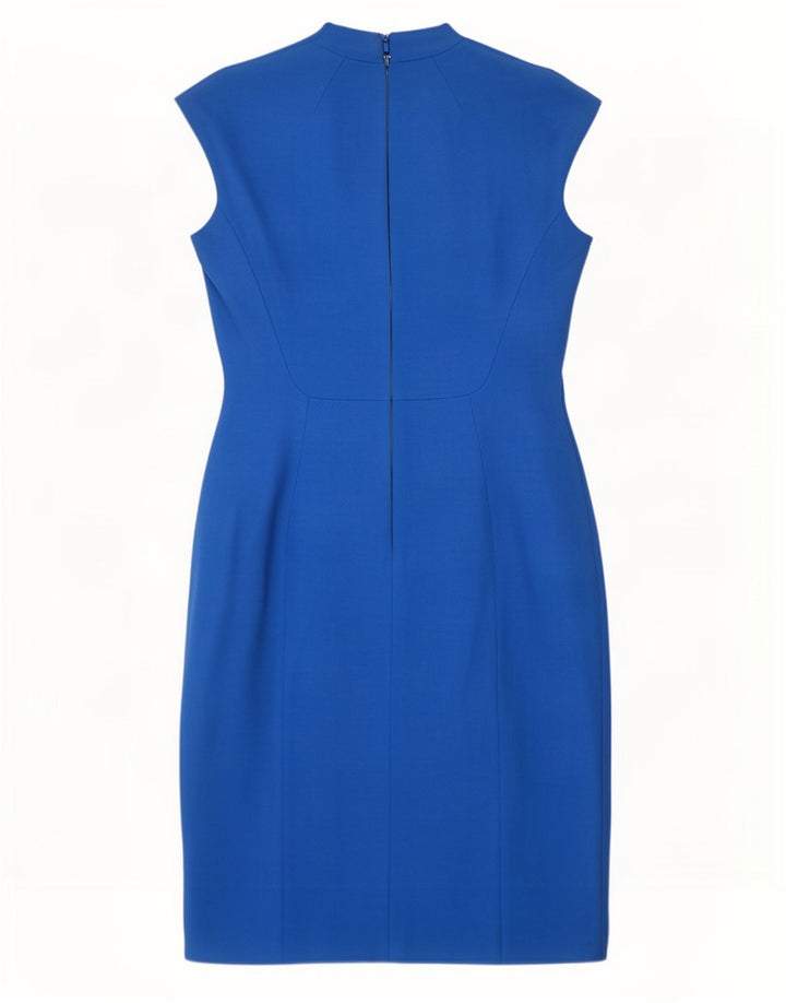 Vestido bainha feminino Karen Millen UK 14 viscose azul médio