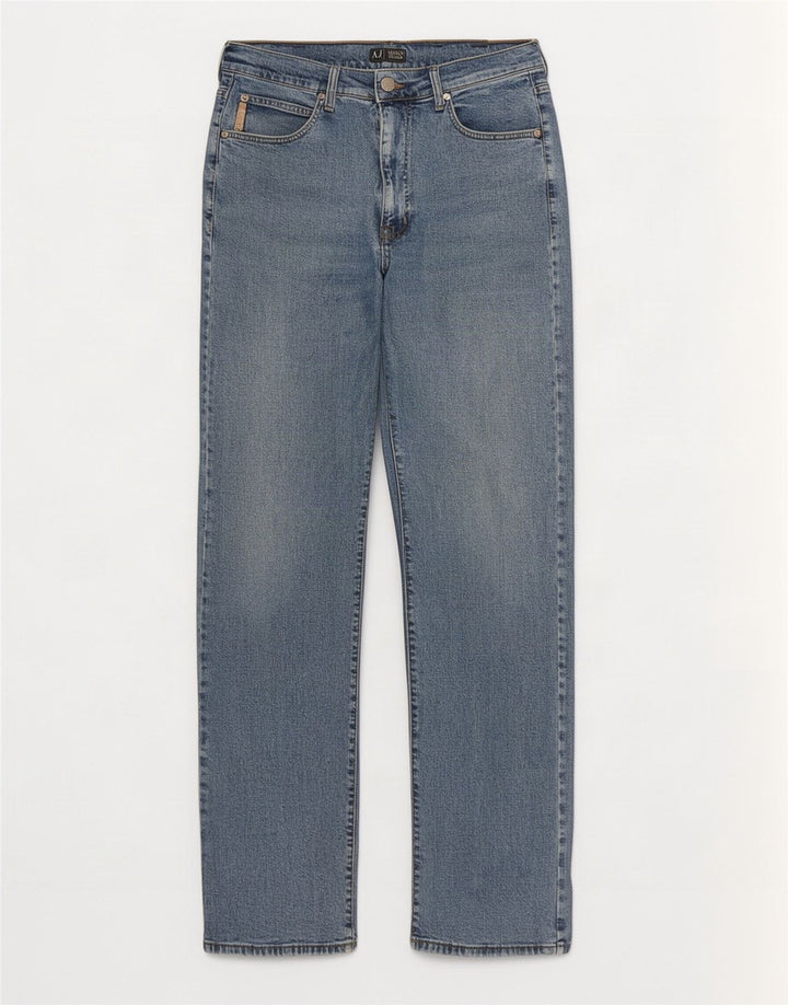 Calça jeans reta masculina Armani W32 L32 azul algodão