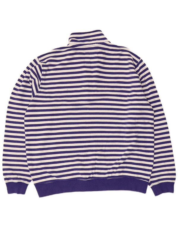 Crew Clothing Mens Zip Neck Moletom Jumper XL Roxo Listrado Algodão