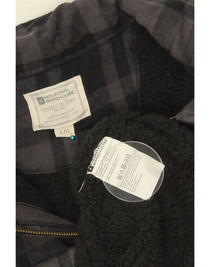 Camisa masculina de flanela de lenhador Mountain Warehouse grande algodão xadrez cinza