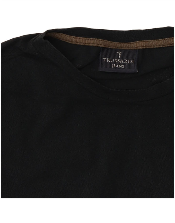 TRUSSARDI JEANS Camiseta masculina gráfica top médio algodão preto