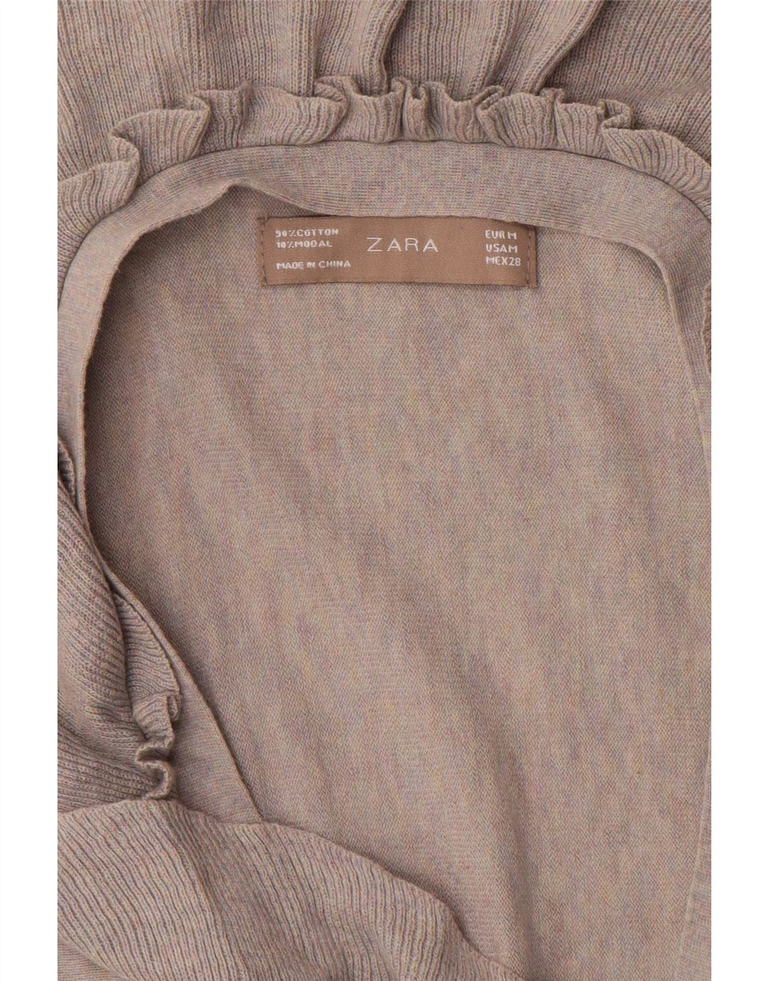 Zara Cardigan feminino oversized com babados na frente Reino Unido 14 cinza médio