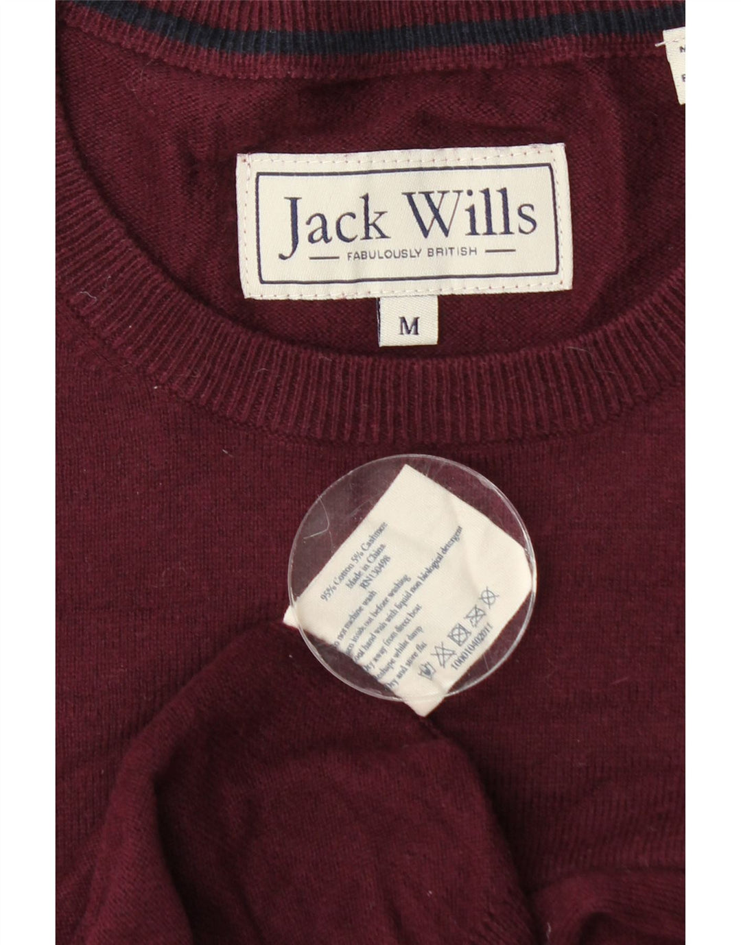 Jack Wills Suéter masculino com gola redonda, algodão médio cor de vinho