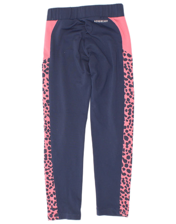 Leggings Adidas Aeroready para meninas 5-6 anos azul marinho estampa animal poliéster