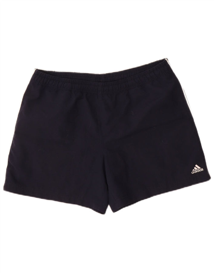 Shorts esportivos femininos Adidas UK 8 pequeno azul marinho poliéster