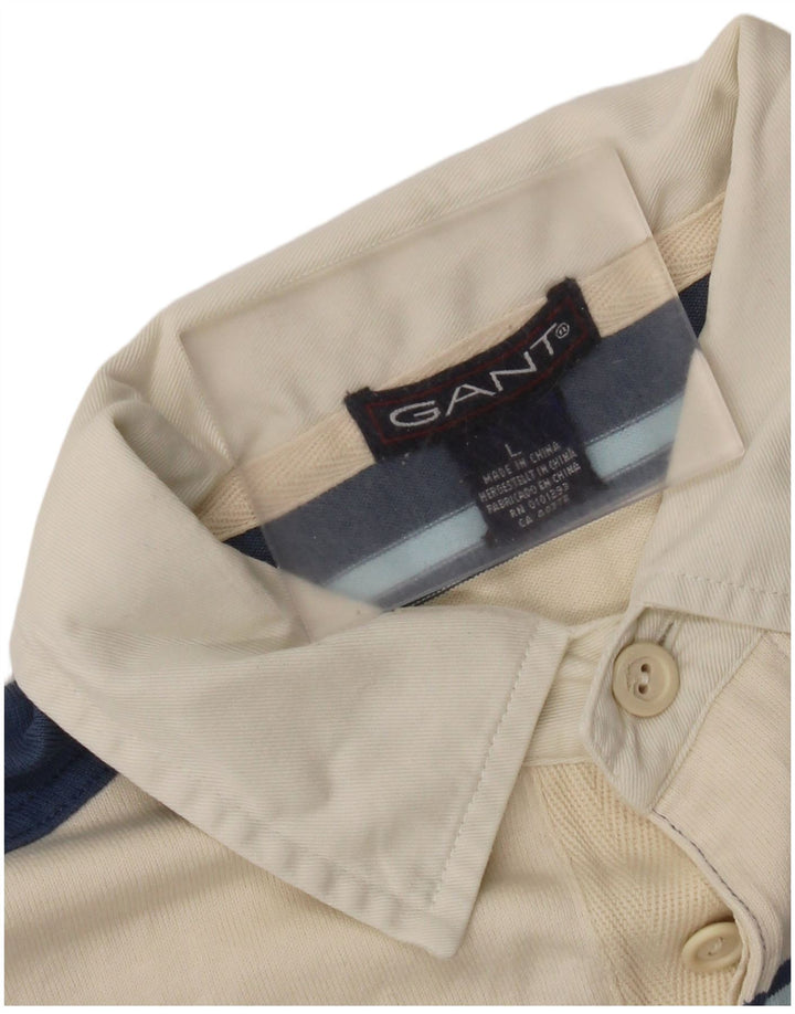 Camisa polo masculina Gant grande algodão listrado azul