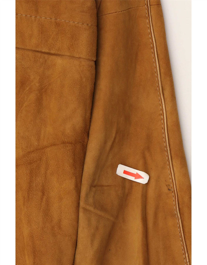 Jaqueta bomber masculina vintage de camurça UK 36 pequena bege