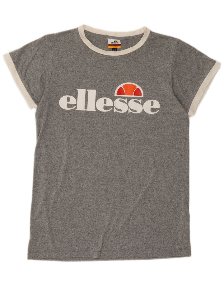 Camiseta feminina Ellesse com estampa gráfica UK 10 poliéster manchado cinza pequeno