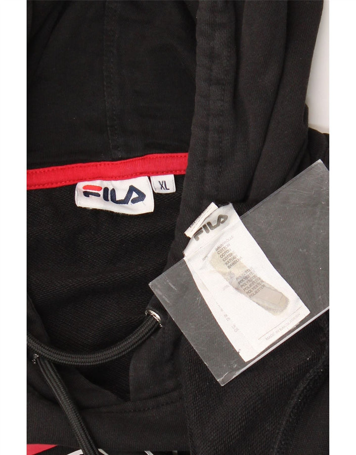 FILA Suéter feminino com capuz e gráfico cropped UK 18 XL preto colorblock algodão