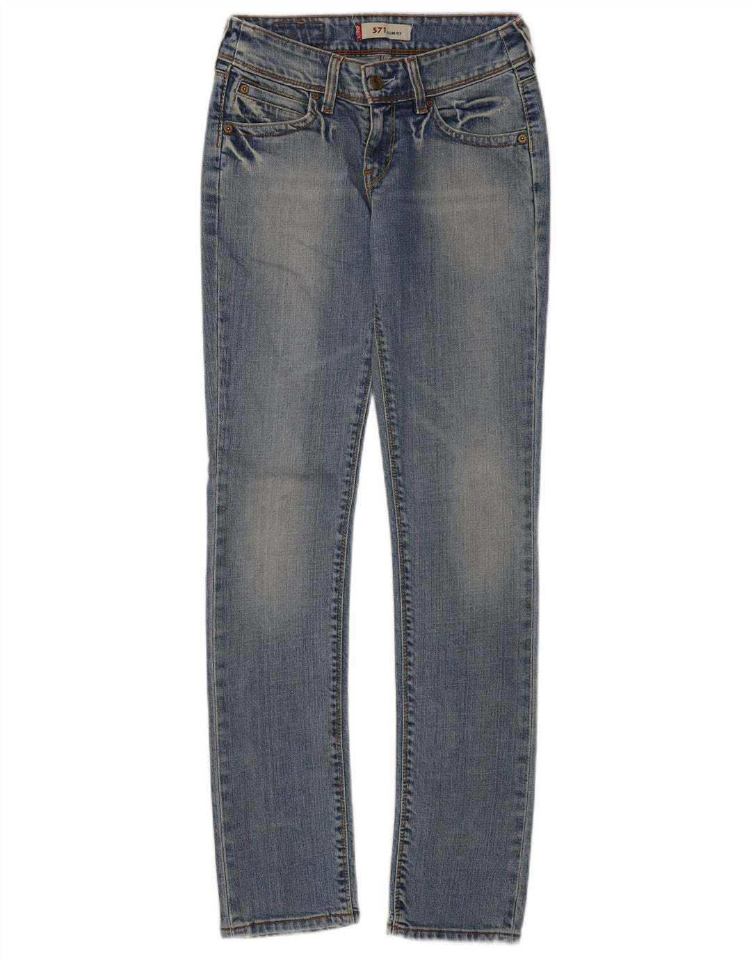 Calça jeans feminina Levi's 571 Slim W28 L34 azul algodão