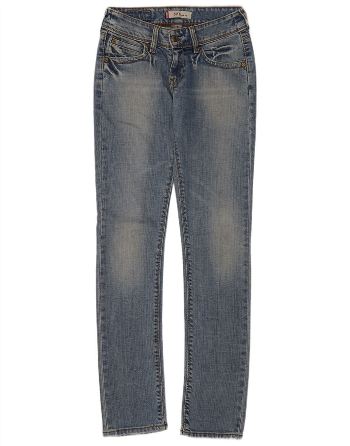 Calça jeans feminina Levi's 571 Slim W28 L34 azul algodão