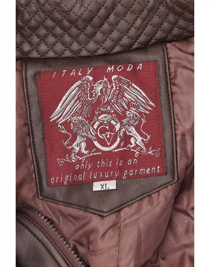 Jaqueta de couro masculina vintage UK 42 XL marrom