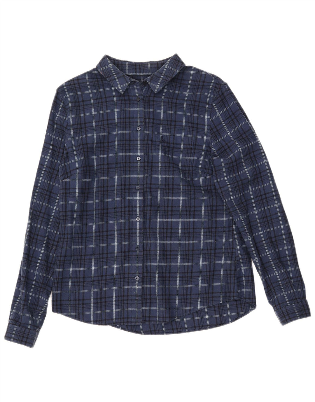 Camisa feminina de flanela JACK WILLS Reino Unido 12 algodão xadrez médio azul marinho