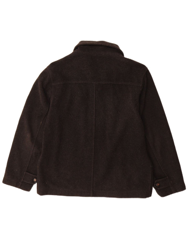 Trussardi Casaco corta-vento masculino solto IT 46 pequeno lã preta
