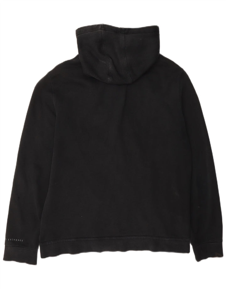 Suéter masculino Armani com capuz e zíper grande algodão preto