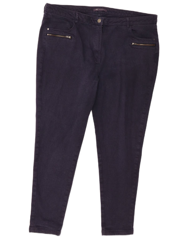 Calça casual feminina Marks & Spencer cônica Reino Unido 20 2XL W40 L27 azul marinho