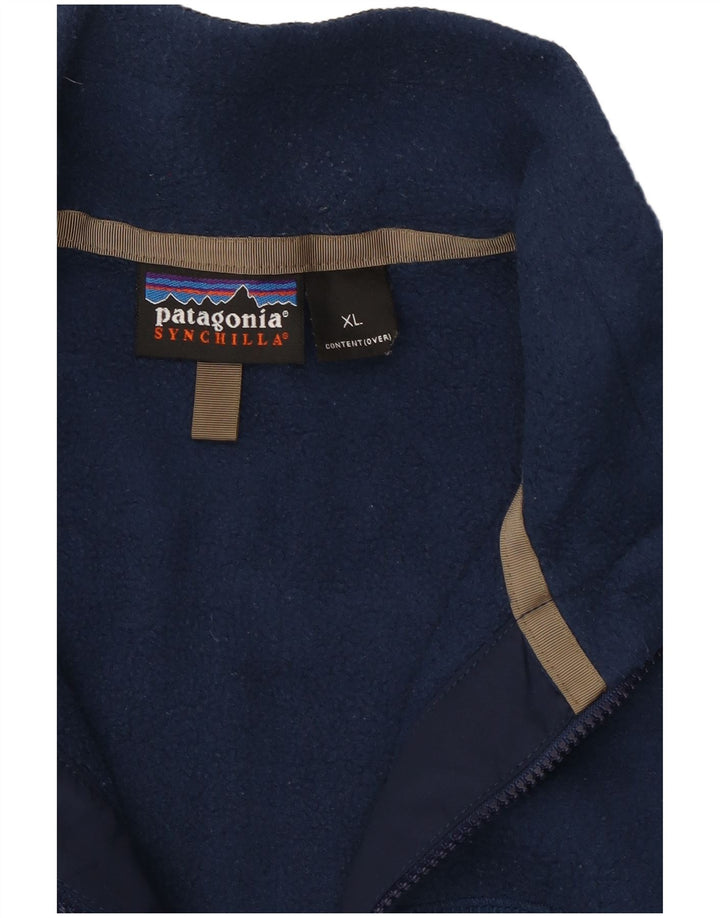 Jaqueta masculina Patagonia Synchilla Fleece UK 42 XL azul marinho poliéster