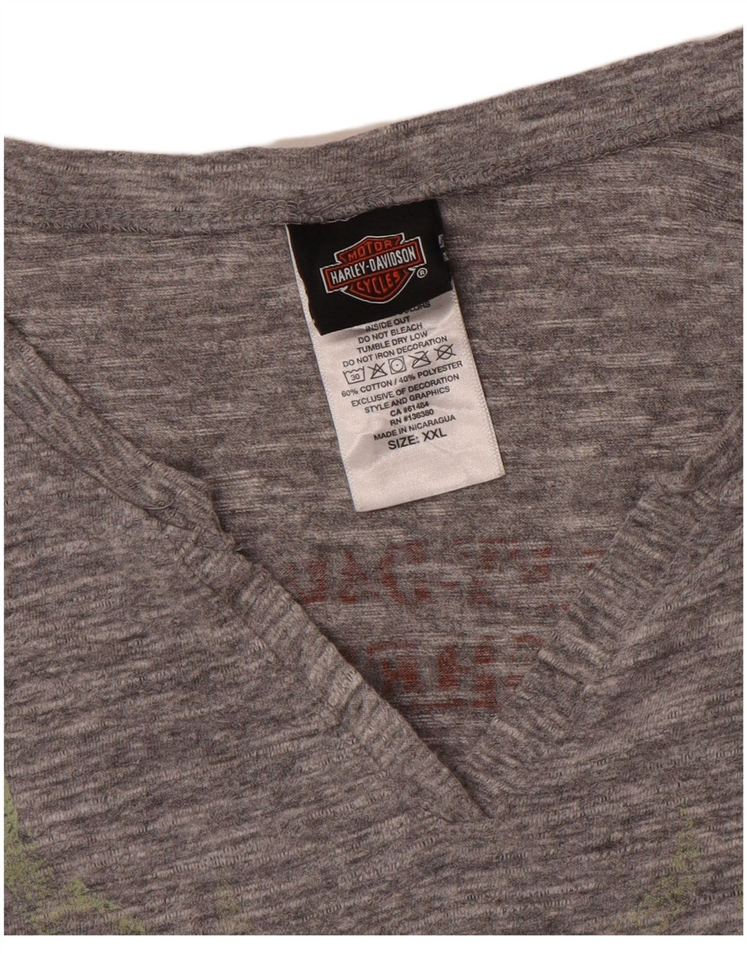 Harley Davidson Camiseta masculina gráfica de manga comprida 2XL algodão manchado cinza