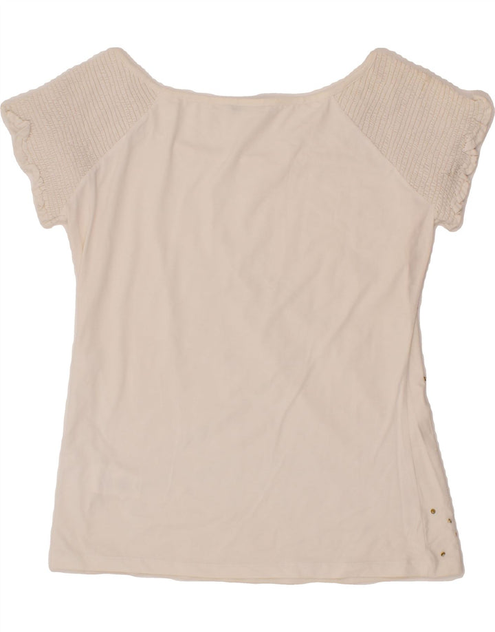 ELENA MIRO Womens T-Shirt Top UK 14 Large  White Cotton Vintage ELENA MIRO and Second-Hand ELENA MIRO from Messina Hembry 