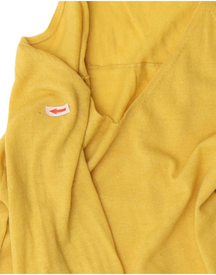 Suéter feminino Hobbs com decote em V Reino Unido 12 lã amarela média