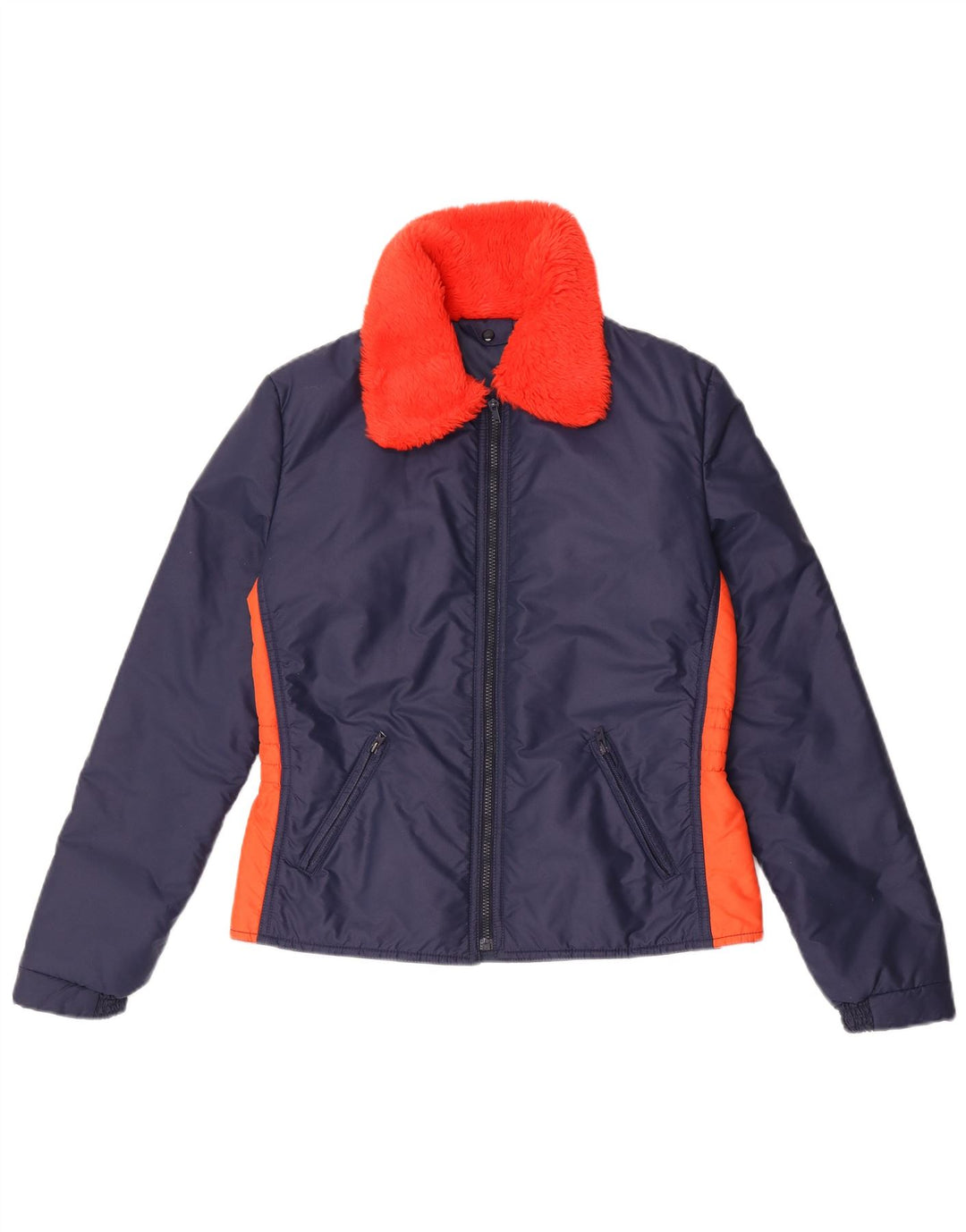 Jaqueta corta-vento feminina vintage IT 50 XL azul marinho Colourblock Nylon