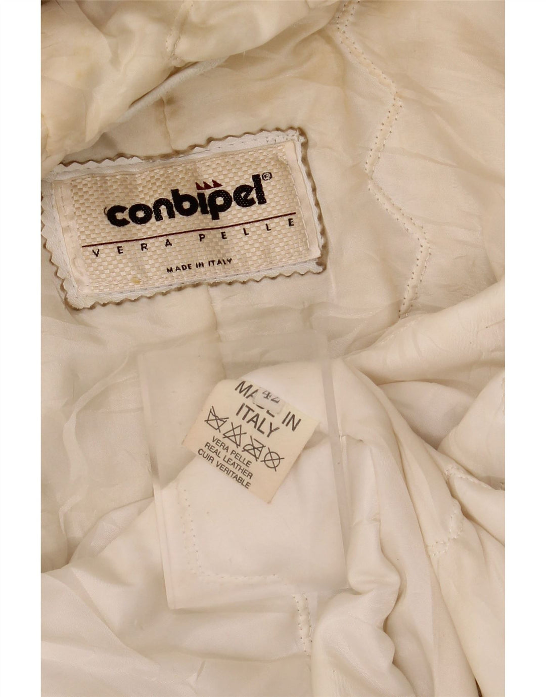 Jaqueta feminina de couro com capuz CONBIPEL IT 42 couro branco médio
