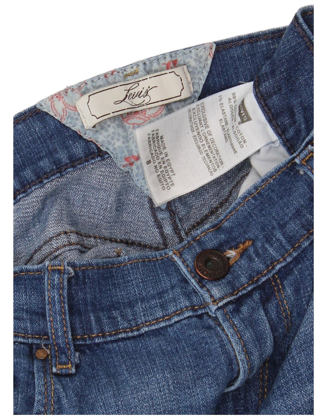 LEVI'S Capri Jeans Feminino US 8 Médio W30 L20 Azul Algodão