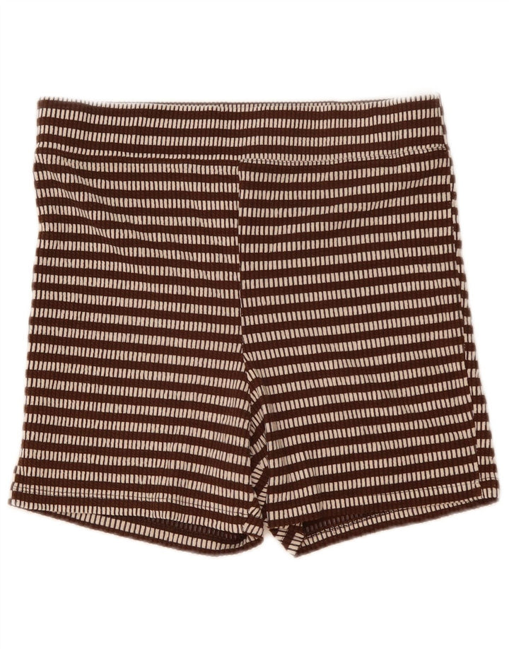 Shorts esportivos femininos Topshop UK 14 listrado marrom médio