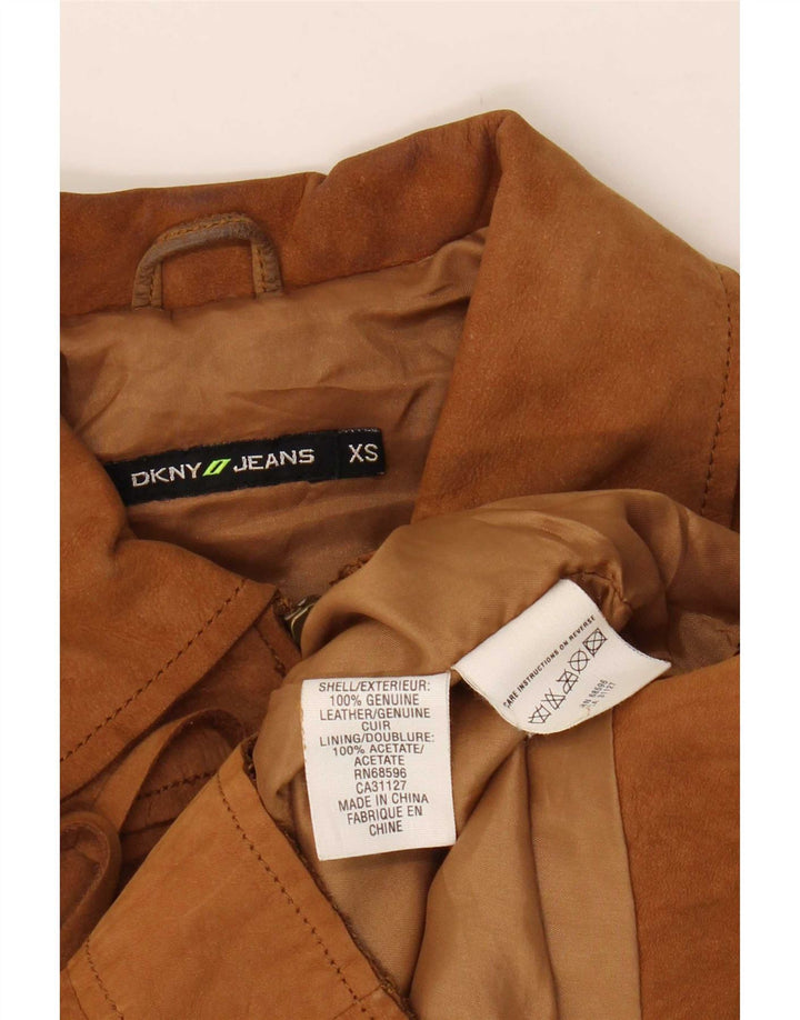 Jaqueta feminina de camurça Dkny UK 6 XS couro bege