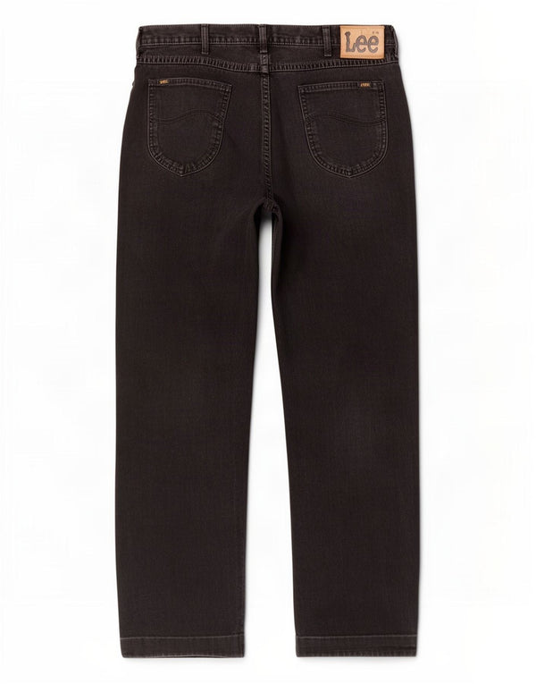 Lee Mens Straight Jeans W36 L28 Algodão Preto
