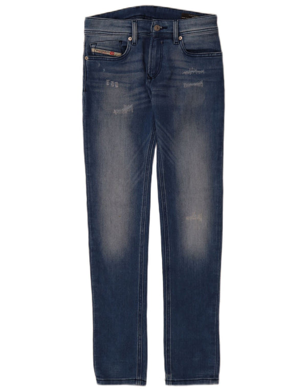 Diesel Meninos Sleenker Jeans Skinny Distressed 13-14 Anos W28 L31 Azul