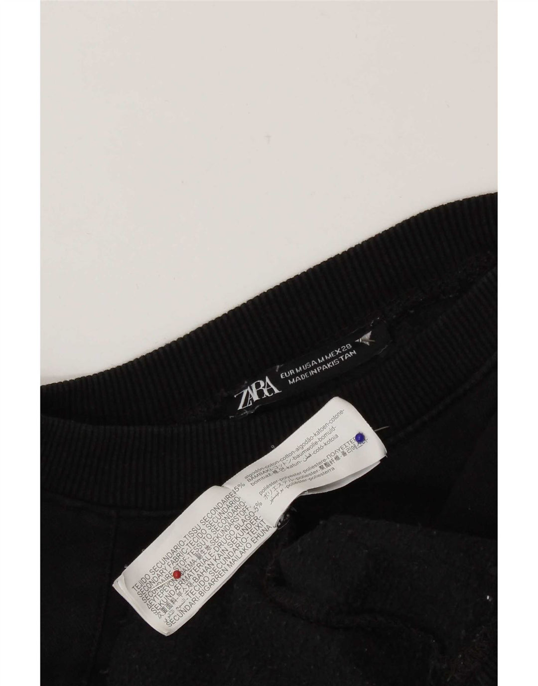 Zara Womens Crop Oversized Moletom Jumper Reino Unido 14 Médio Algodão Preto
