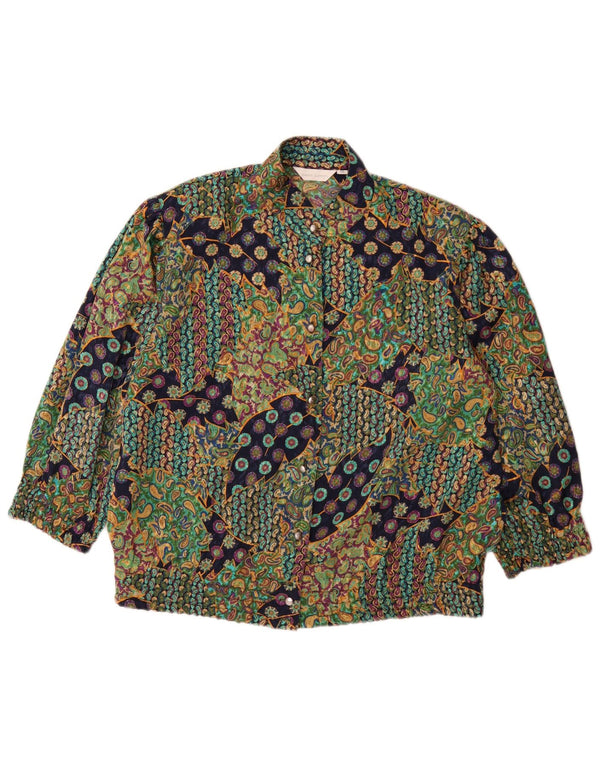 Blusa feminina vintage manga 3/4 IT 46 grande paisley multicolorida