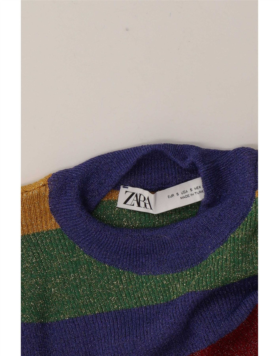 Blusa feminina Zara Top UK 10 pequena listrada multicolorida