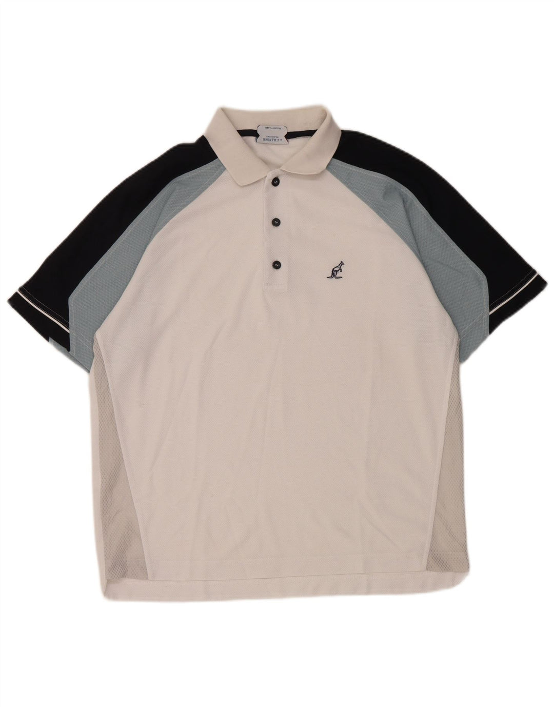 Camisa polo masculina AUSTRALIAN L'ALPINA grande bloco colorido branco de poliéster