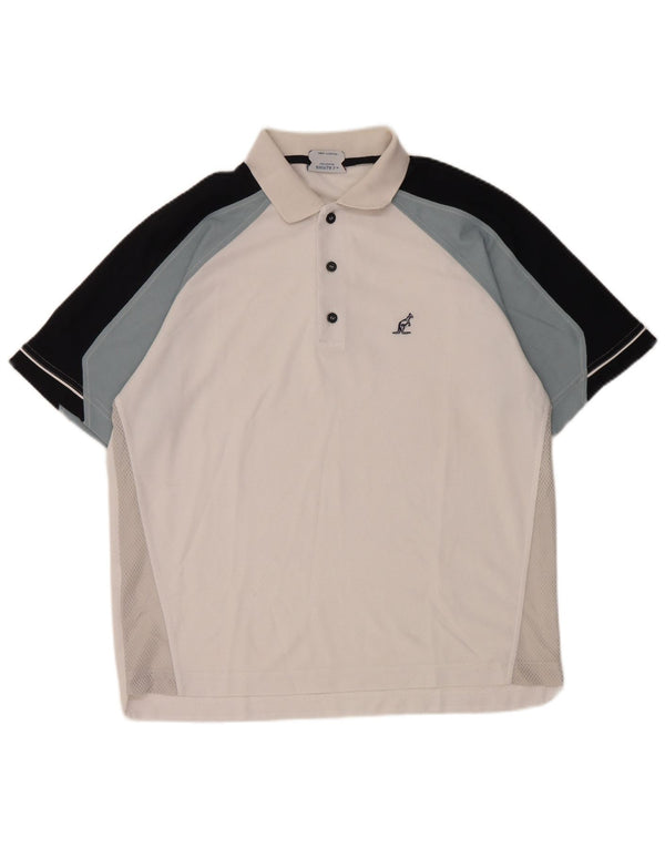 Camisa polo masculina AUSTRALIAN L'ALPINA grande bloco colorido branco de poliéster