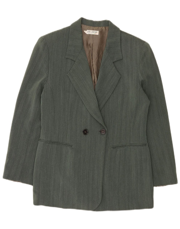 Jaqueta blazer feminina vintage com peito duplo IT 42 espinha de peixe verde médio