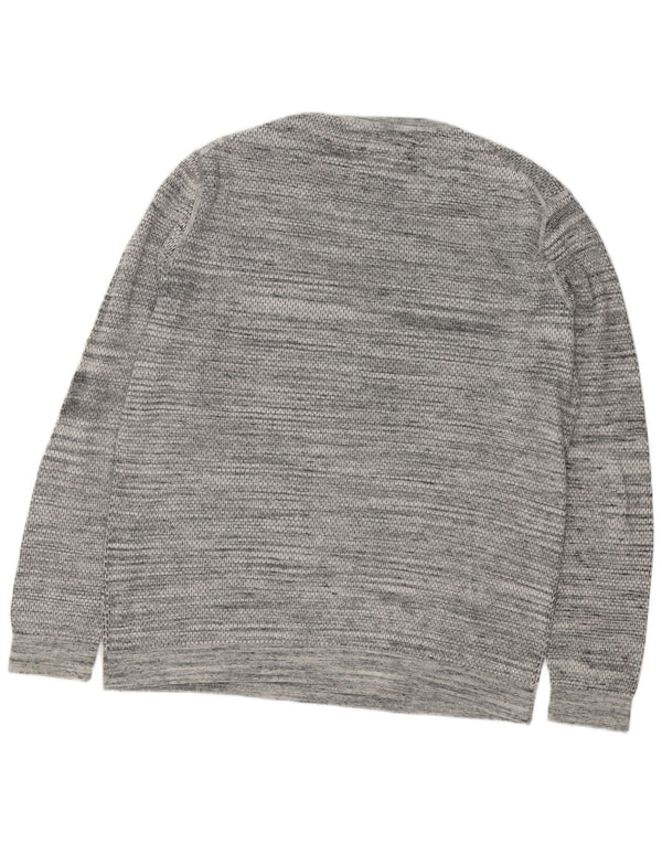 Tommy Hilfiger Suéter masculino com gola redonda XL algodão manchado cinza